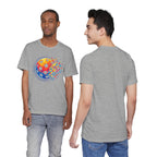 Matrix Burst Pickleball Tee from Printify featuring retro court graphic design, comfortable cotton T-shirt for activewear or casual style.