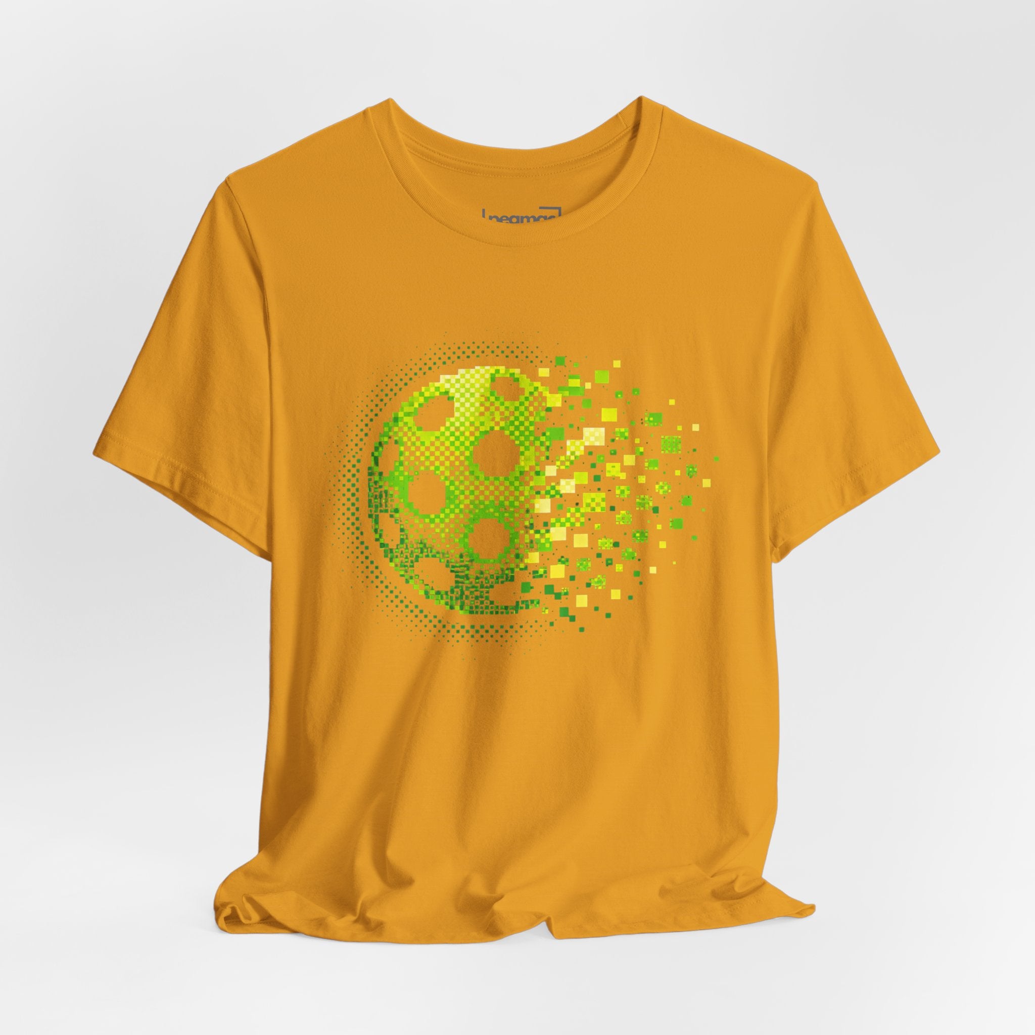 Green Matrix Burst Pickleball T-Shirt with retro court graphic, casual short-sleeve tee by Printify.