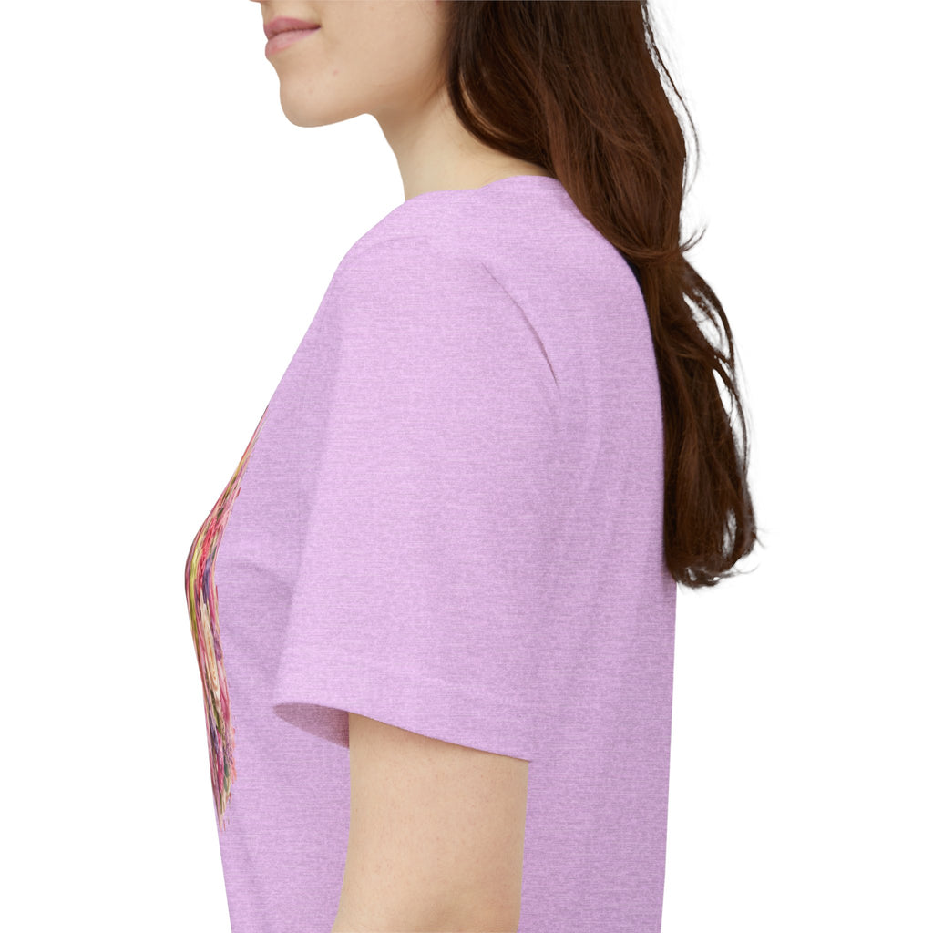 Unisex Peony Pickleball Tee made of premium cotton, featuring a colorful peony design on a comfortable T-shirt.