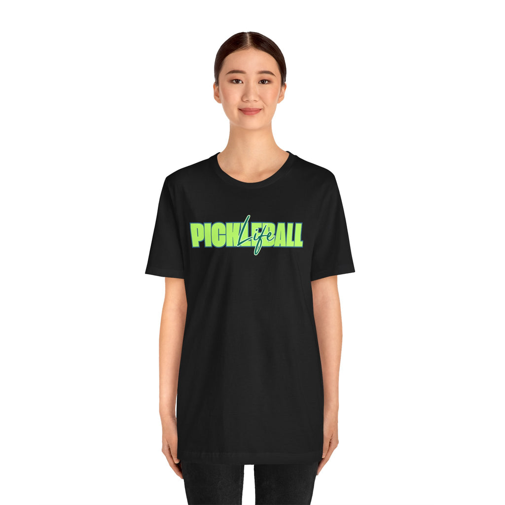 Pickleball Life Unisex T-Shirt — Bold Green & Blue Graphic Tee-PeaMac Tees