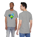 White Pickleball T-shirt with "My Heart Belongs to Pickleball" slogan, suitable for players and fans, by Printify.