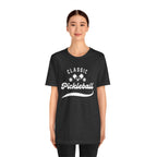 White Classic Pickleball T-shirt with "Pickleball" script design, casual fit, printed by Printify, ideal for pickleball enthusiasts.