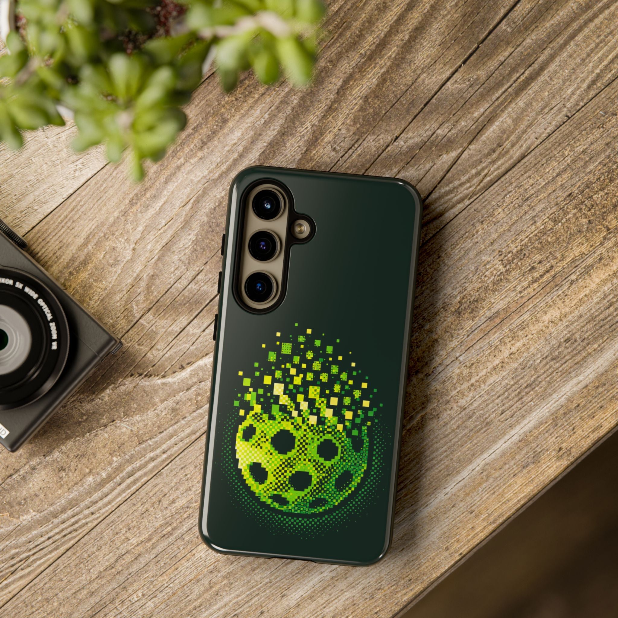 Pixelated Pickleball Electric Green Phone Case —  Compatible with iPhone, Samsung & Google Pixel-PeaMac Tees