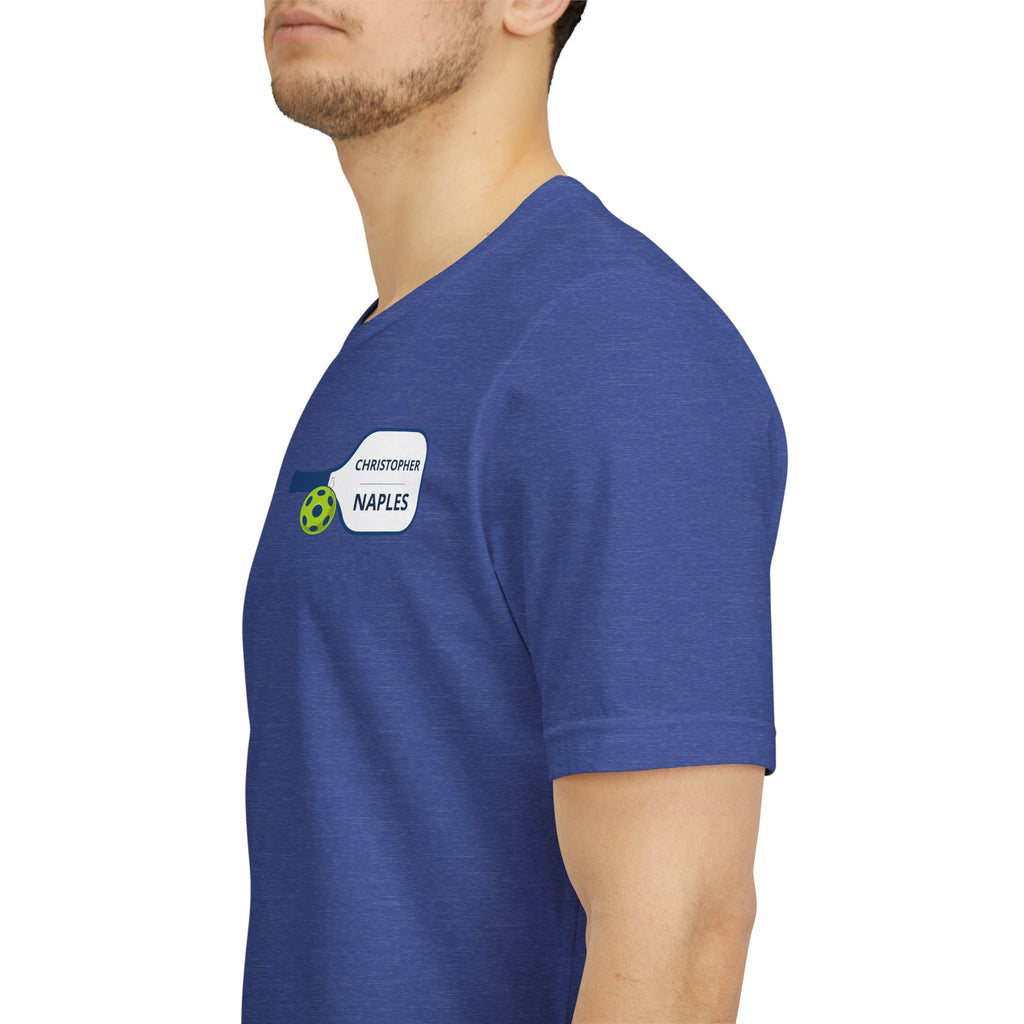 Personalized Pickleball T-Shirt | Custom Name & City Paddle Tee - Product Photo - PeaMacTees