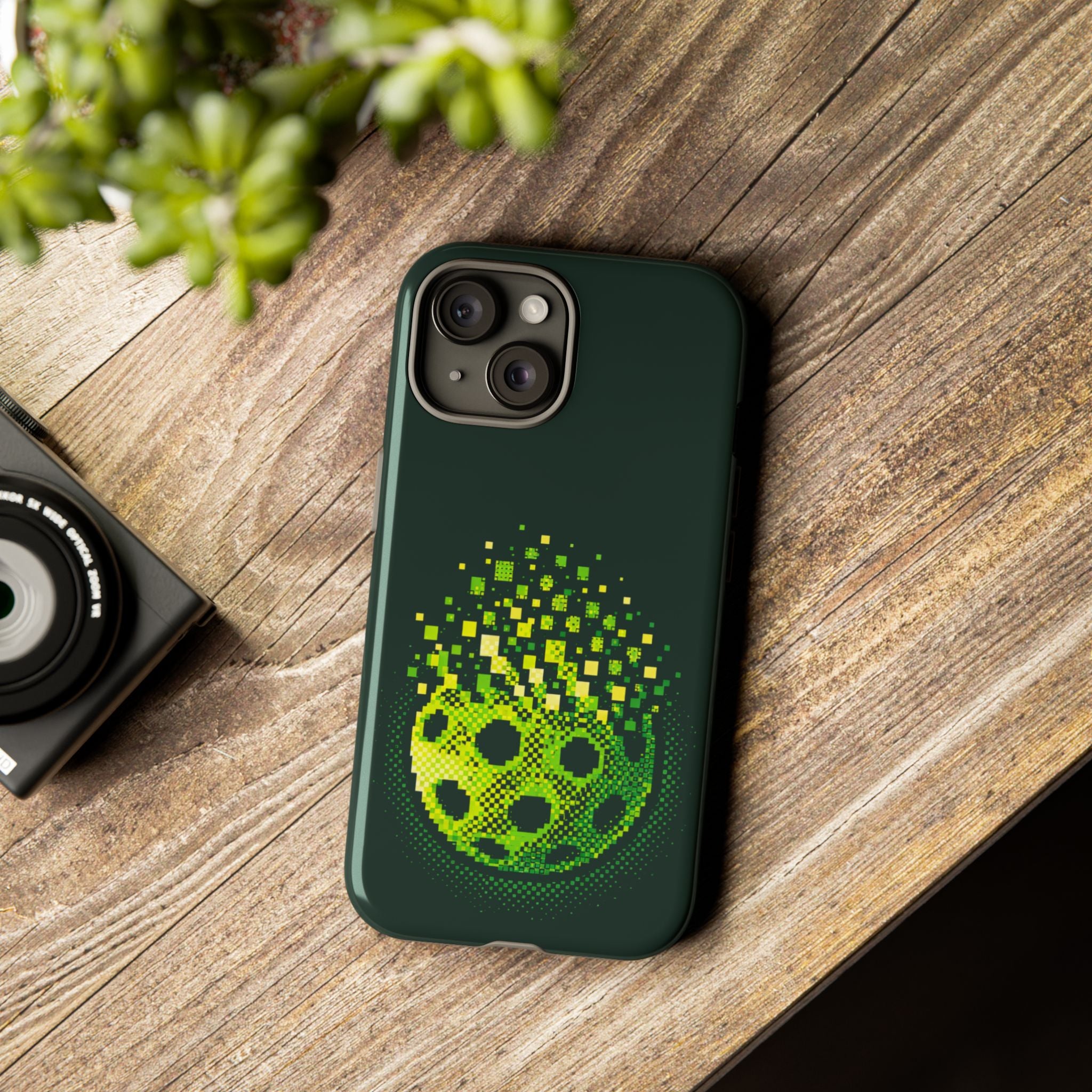 Pixelated Pickleball Electric Green Phone Case —  Compatible with iPhone, Samsung & Google Pixel-PeaMac Tees