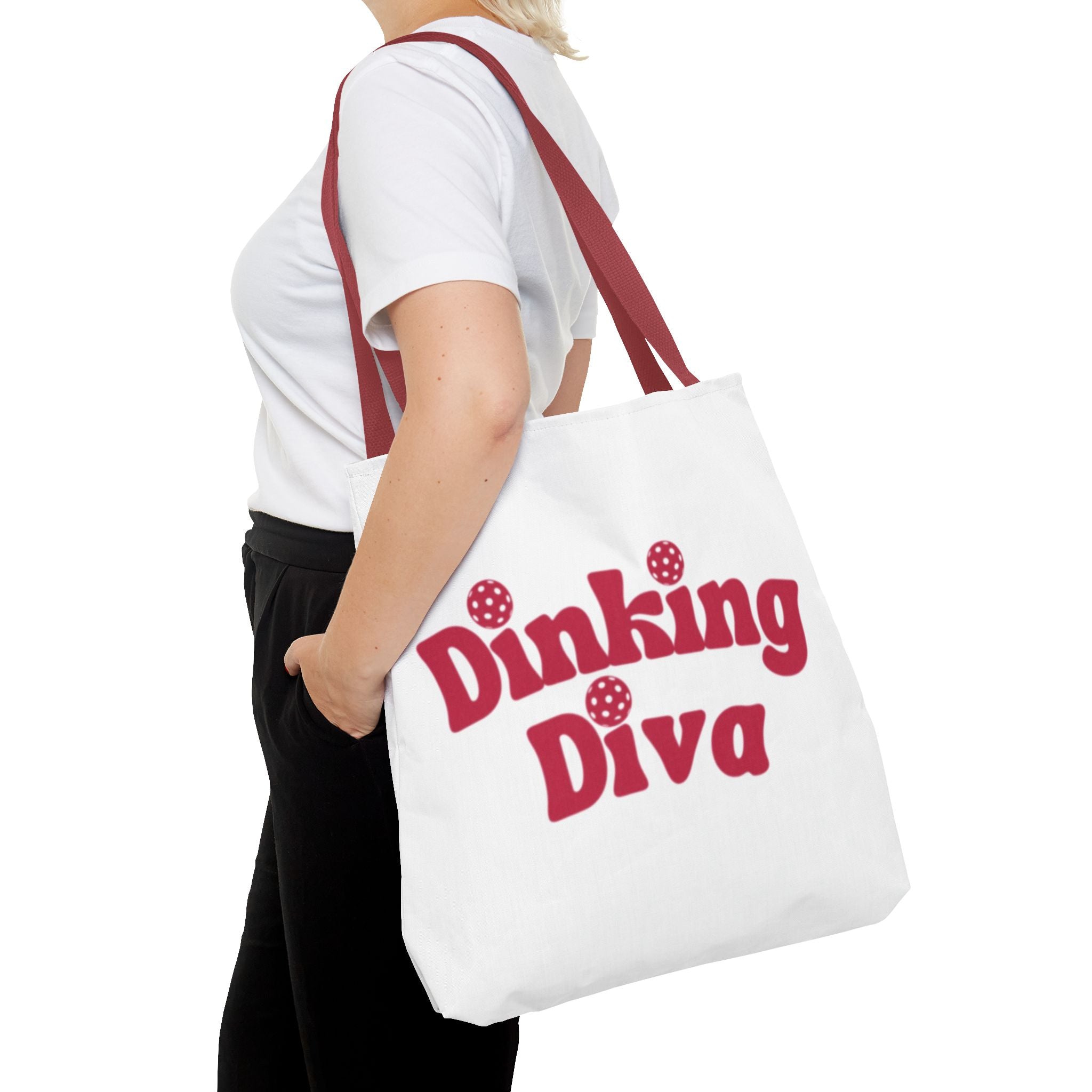 Printify Pickleball Dinking Diva large tote bag for gear, spacious sustainable accessory with colorful design and sturdy handles