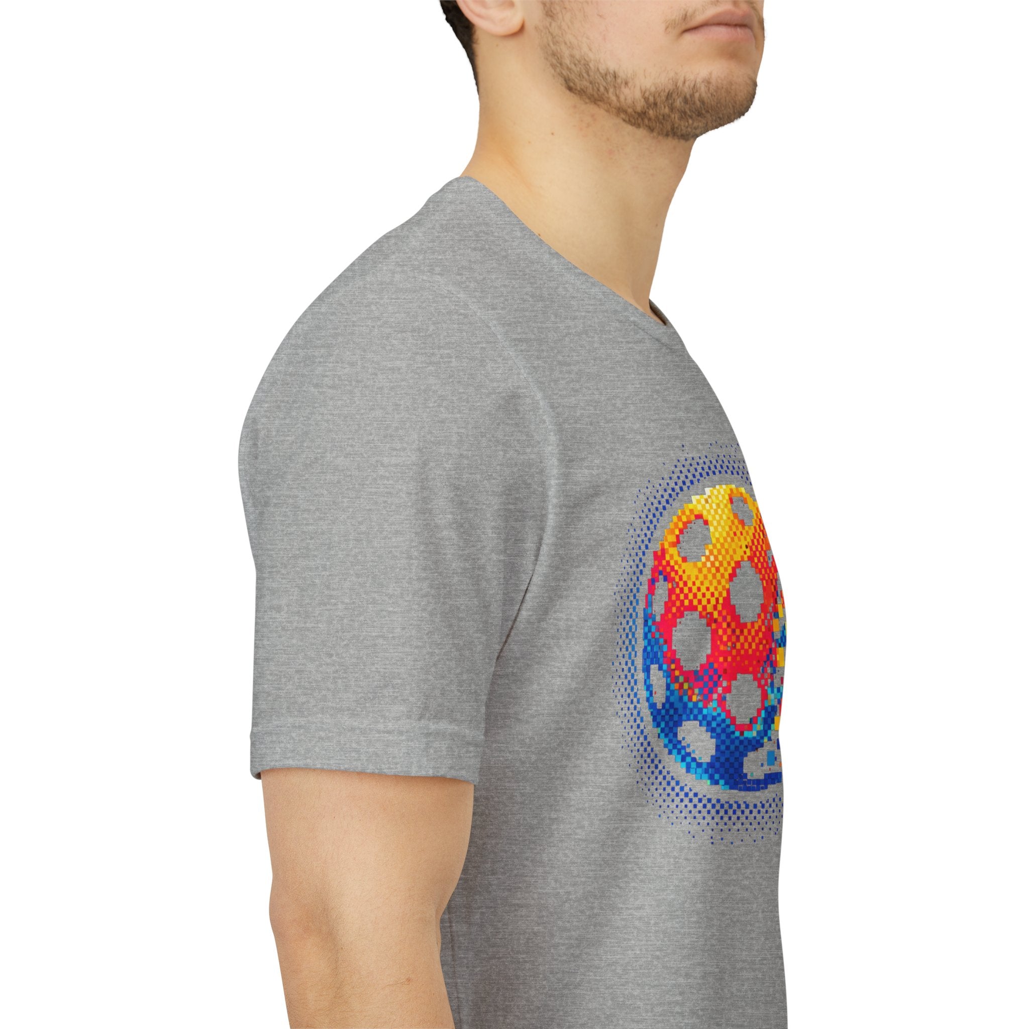 Matrix Burst Pickleball Tee from Printify featuring retro court graphic design on a casual T-shirt.