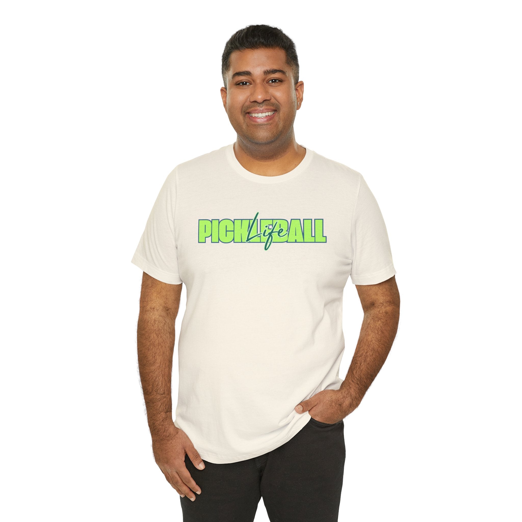 Pickleball Life Unisex T-Shirt — Bold Green & Blue Graphic Tee-PeaMac Tees