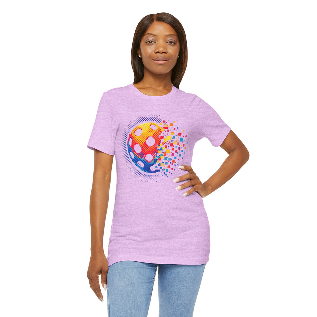 Matrix Burst Pickleball Tee by Printify featuring a retro court graphic, designed as a stylish pickleball-themed T-shirt.