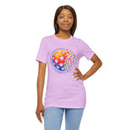 Matrix Burst Pickleball Tee by Printify featuring a retro court graphic, designed as a stylish pickleball-themed T-shirt.