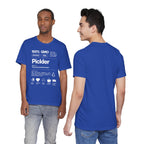 Men's Pickler Funny Definitions T-Shirt with white text, lightweight activewear perfect for pickleball enthusiasts.