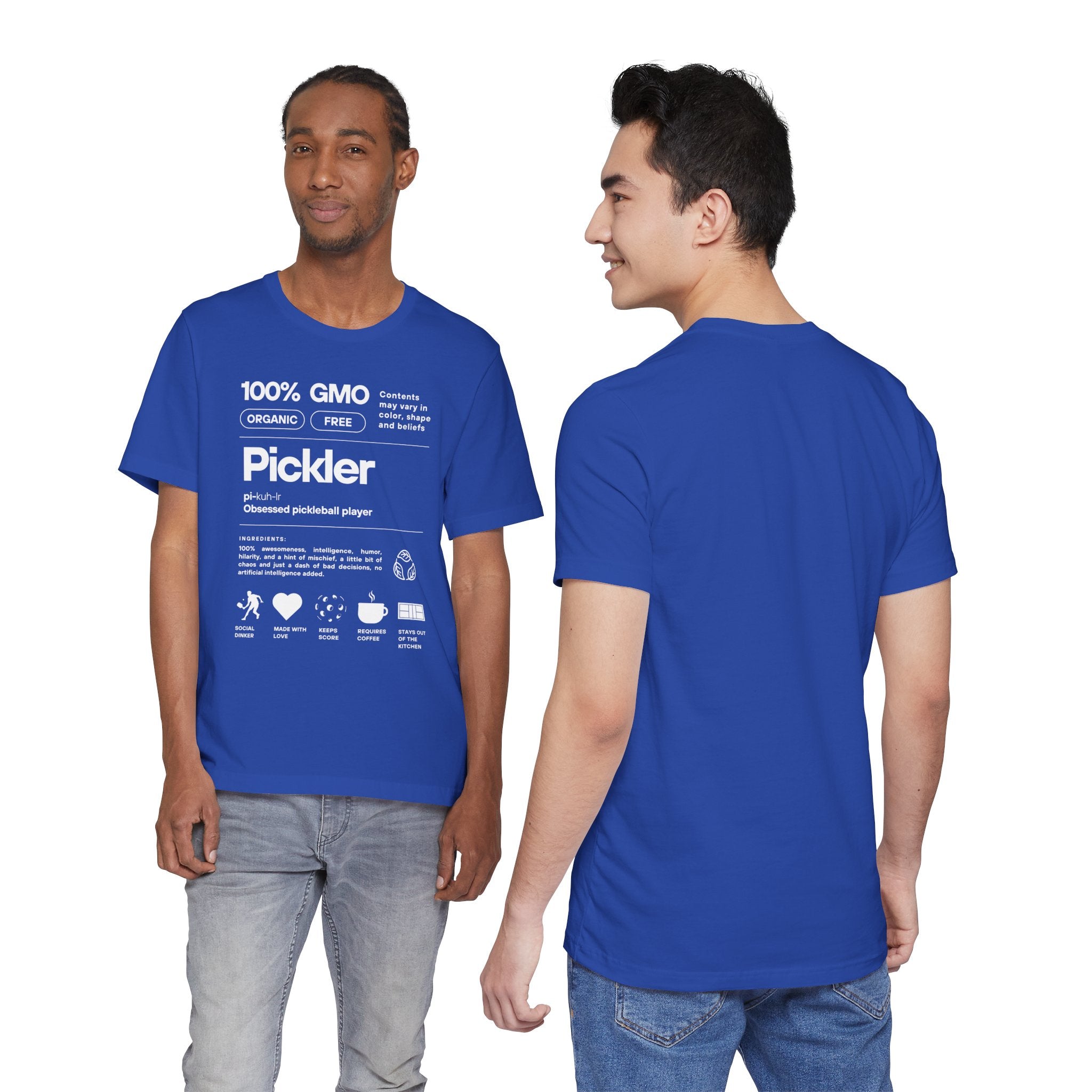 Men's Pickler Funny Definitions T-Shirt with white text, lightweight activewear perfect for pickleball enthusiasts.