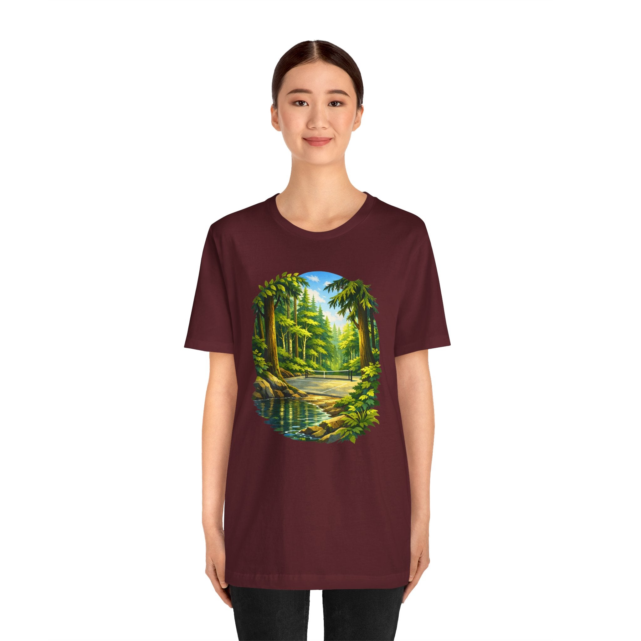 Bainbridge Island Hidden Pickleball Forest T-Shirt | Pacific Northwest Outdoor Court Graphic Tee | Unisex Pickleball Apparel