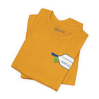 Custom pickleball T-shirt with paddle graphic, personalized with name and club, by Printify.