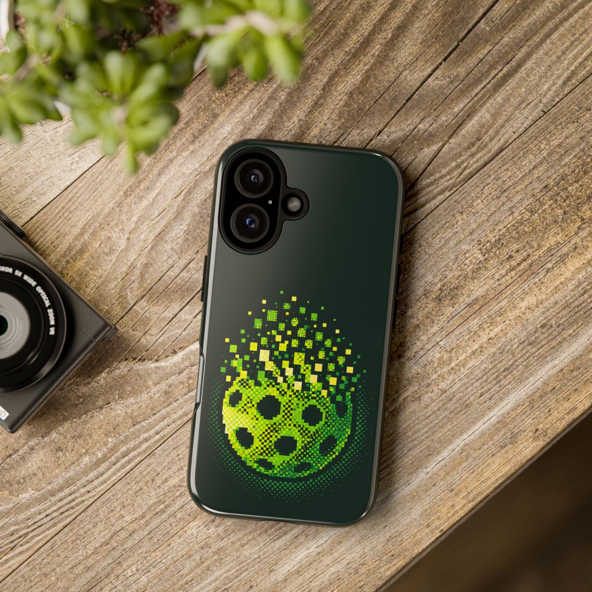 Pixelated Pickleball Electric Green Phone Case —  Compatible with iPhone, Samsung & Google Pixel-PeaMac Tees