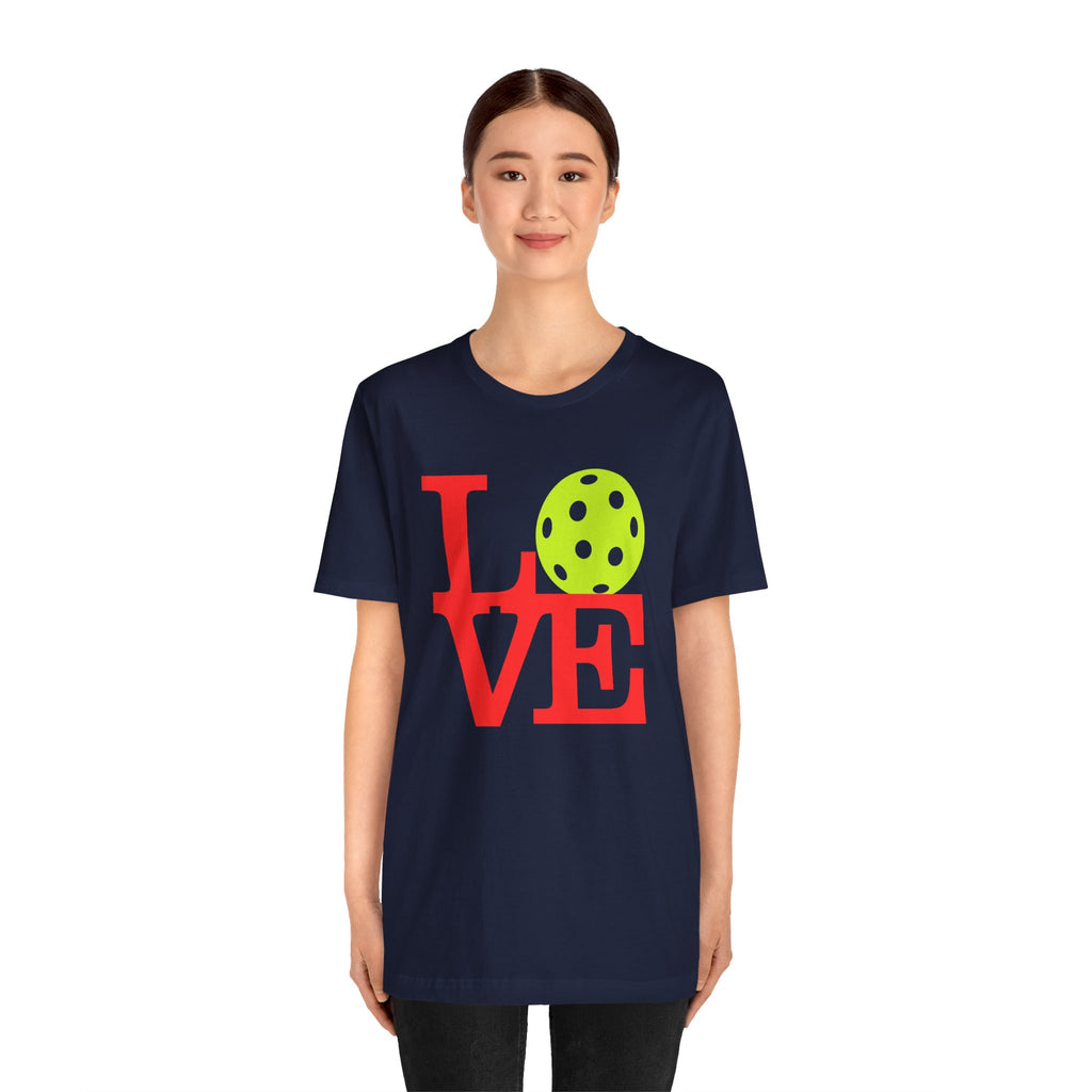 Neon pop art Printify pickleball love T-shirt featuring vibrant graphics and a casual fit, perfect for pickleball enthusiasts.