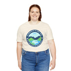 Unisex Bainbridge Island Pickleball T-Shirt featuring the "Birthplace of Pickleball 1965" design in black on a white fabric.