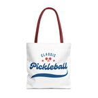 Large Printify pickleball tote bag in red and blue with rugged design, 18x18 inches, spacious shoulder bag for gear storage