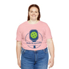 Funny Dinks Responsibly pickleball T-shirt featuring a paddle and ball graphic, perfect for pickleball enthusiasts.