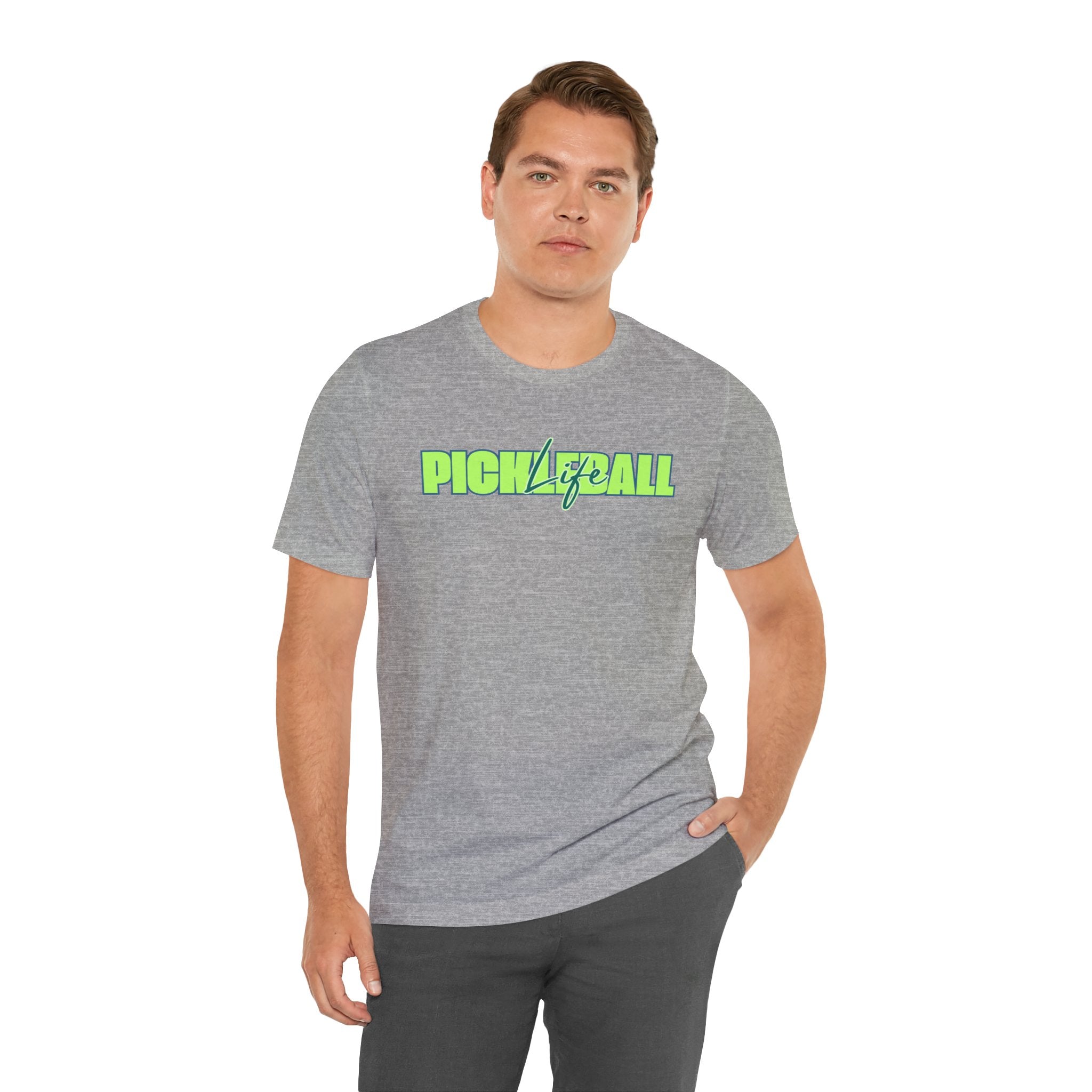 Pickleball Life Unisex T-Shirt — Bold Green & Blue Graphic Tee-PeaMac Tees