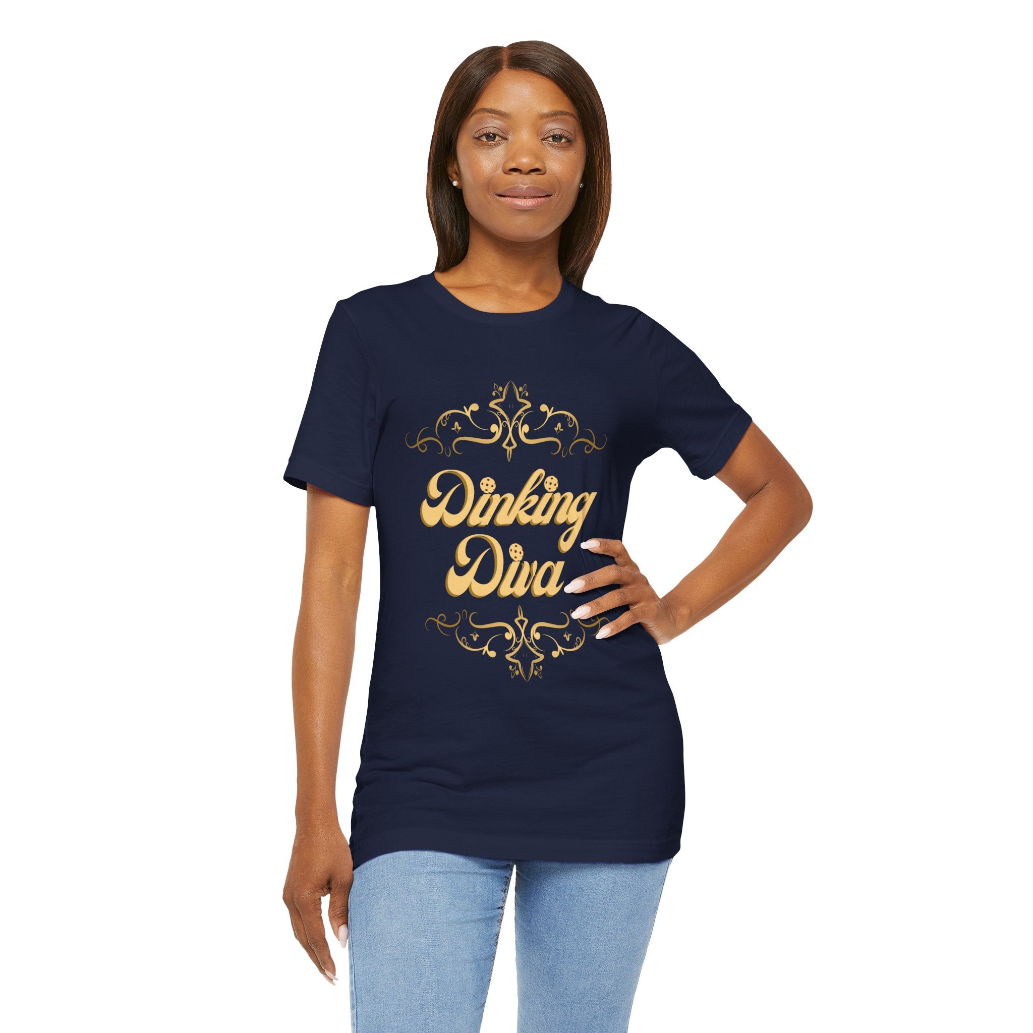 Dinking Diva Pickleball Tee | Gold Filigree Design, Elegant & Soft Sports T-shirt | 8 colors - Sizes Small to 3XL | Gift for Players