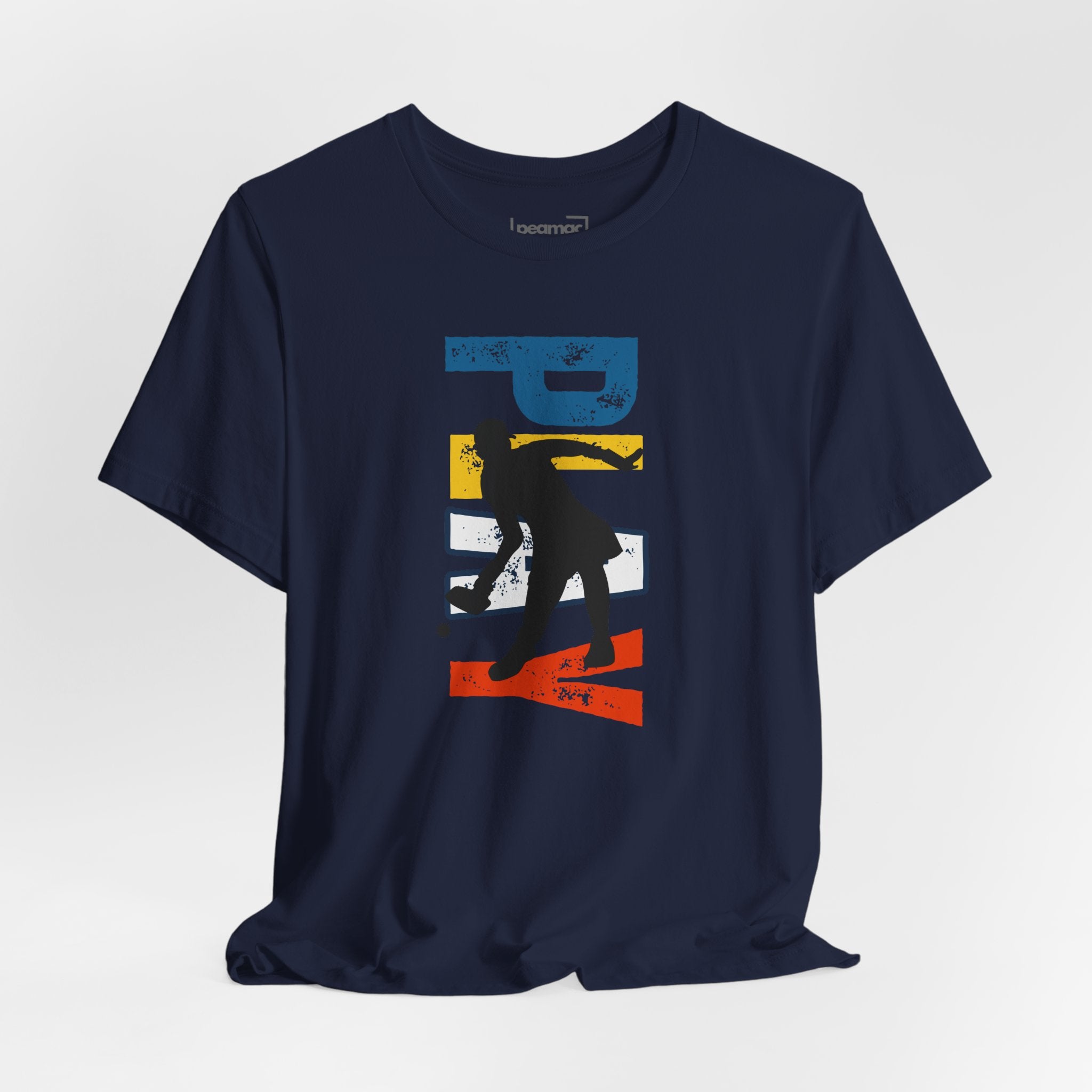 Women's retro-inspired pickleball T-shirt with vertical 'PICKLEBALL' back print, casual athletic wear by Printify.