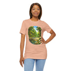 Unisex Hidden Forest Pickleball T-Shirt with Bainbridge Island tribute design, featuring a natural forest scene and pickleball graphics.