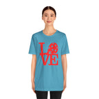 Red Pickleball graphic T-shirt by Printify featuring bold pop art design on a casual, comfortable T-shirt.