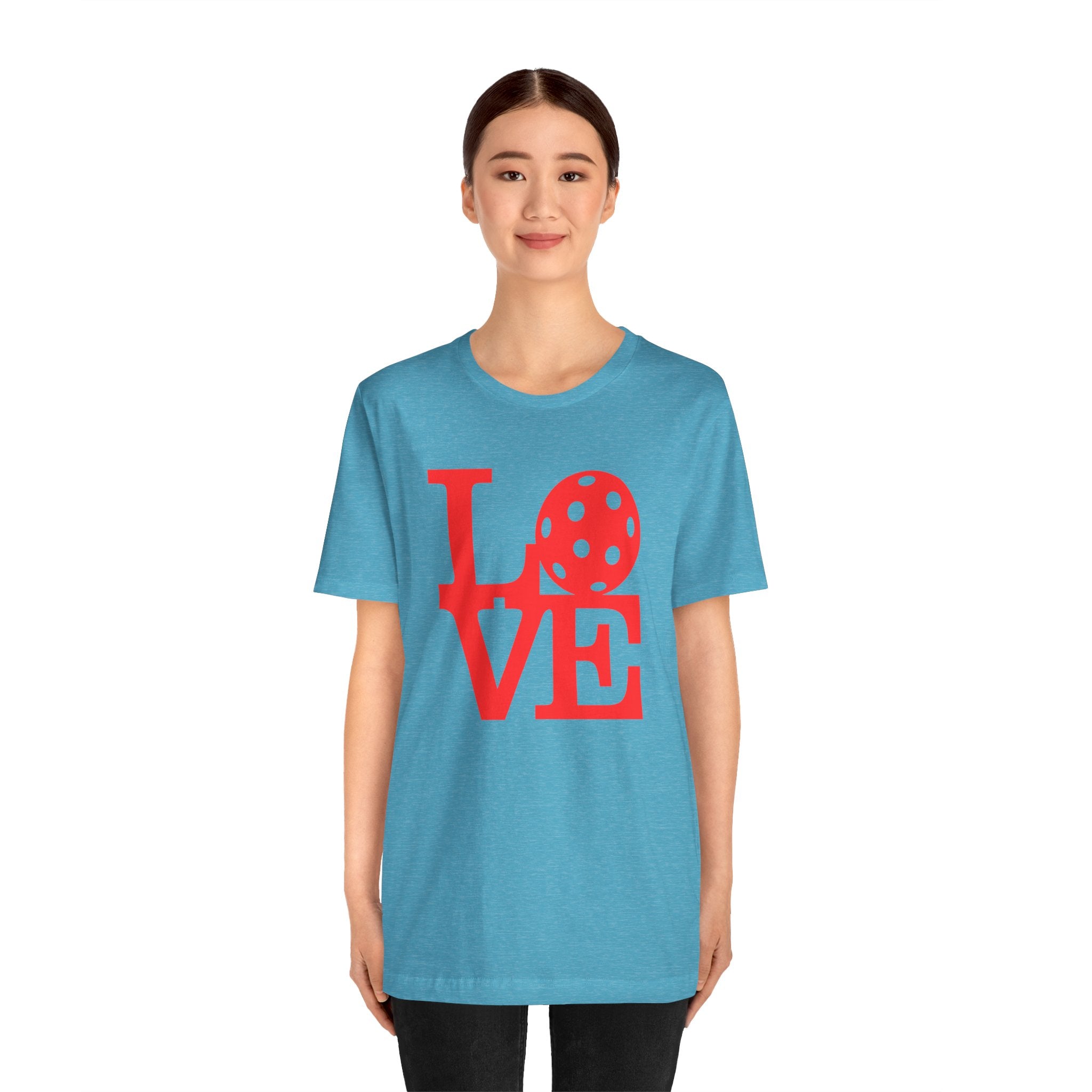 Red Pickleball graphic T-shirt by Printify featuring bold pop art design on a casual, comfortable T-shirt.