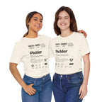 Women's Pickler Funny Definitions T-Shirt featuring black text, lightweight activewear, ideal for pickleball enthusiasts.