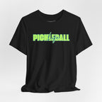 Unisex Pickleball Life T-Shirt with bold green and blue graphic design, casual fit, by Printify.