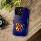 Printify Matrix Burst Pickleball phone case for iPhone, Samsung, and Google Pixel featuring colorful pickleball design.