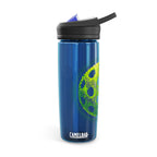 Printify Matrix Burst Pickleball CamelBak Eddy 20oz neon green sports water bottle with ergonomic design and leak-proof cap.