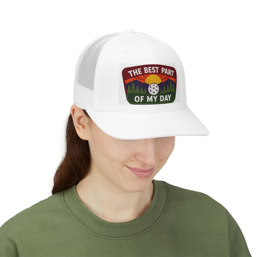 Embroidered Pickleball Trucker Cap — “The Best Part of My Day” Retro Outdoor Patch