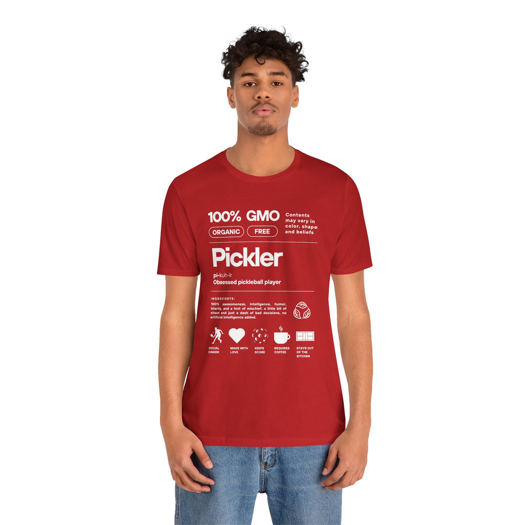 Men's Pickler Funny Definitions T-Shirt by Printify, lightweight white activewear with humorous pickleball-themed text.