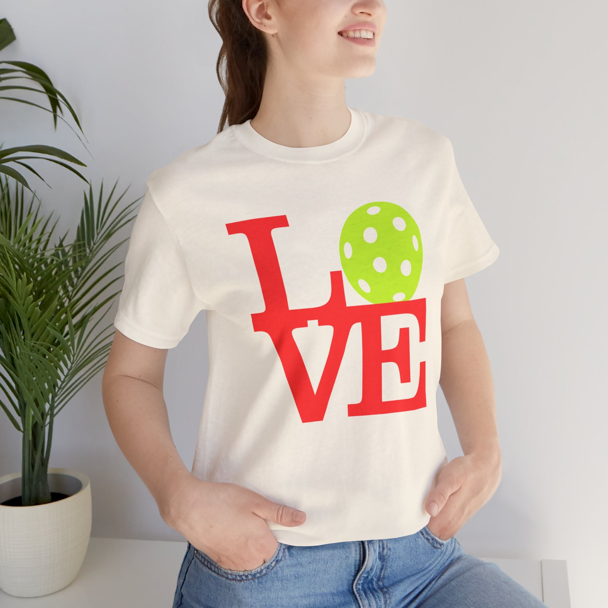 Unisex LOVE Pickleball Premium Activewear T-Shirt | Bold Red Graphic & Neon Yellow Ball | Gift for Men & Woman