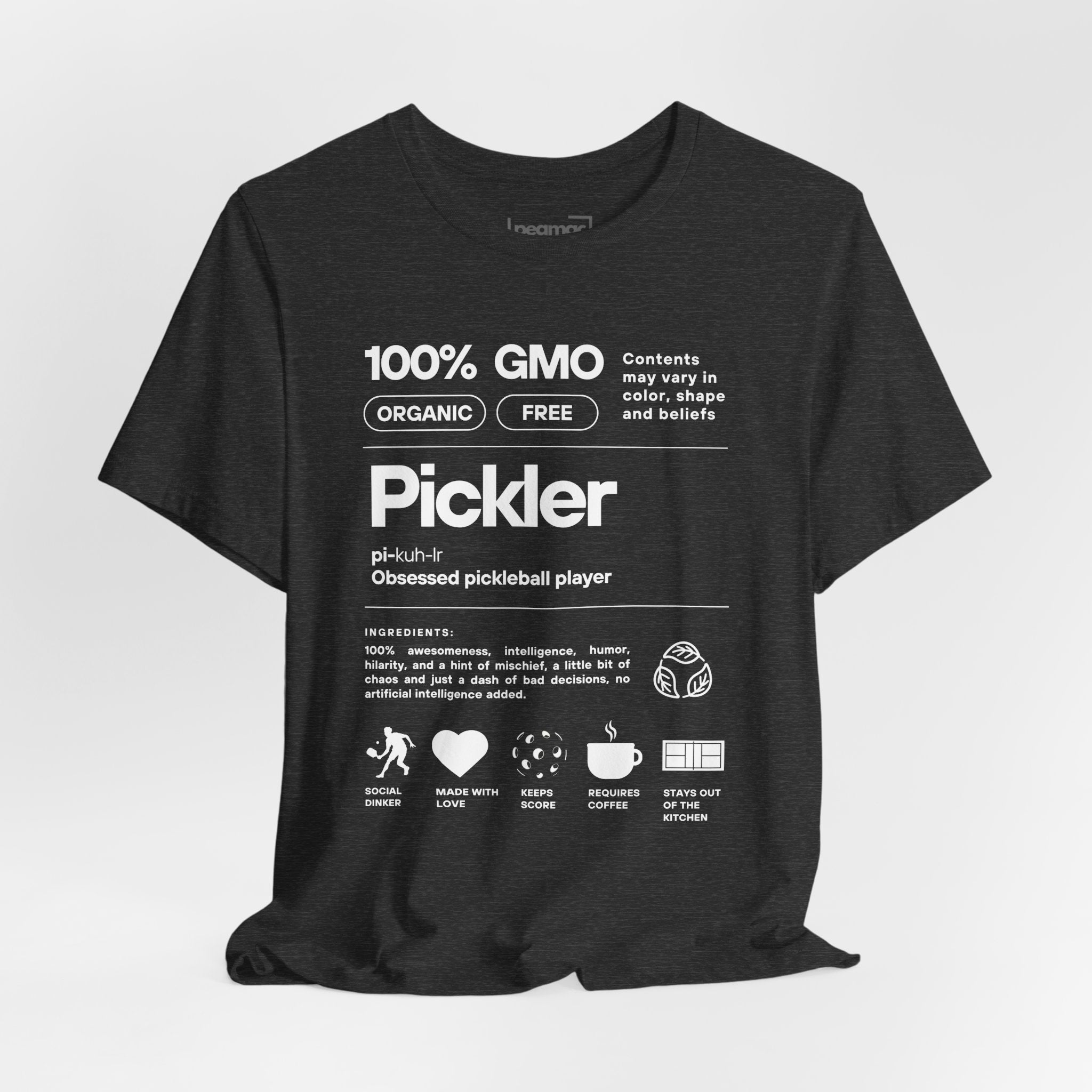 Men's white Pickler Funny Definitions T-Shirt featuring pickleball-themed text, lightweight activewear by Printify.