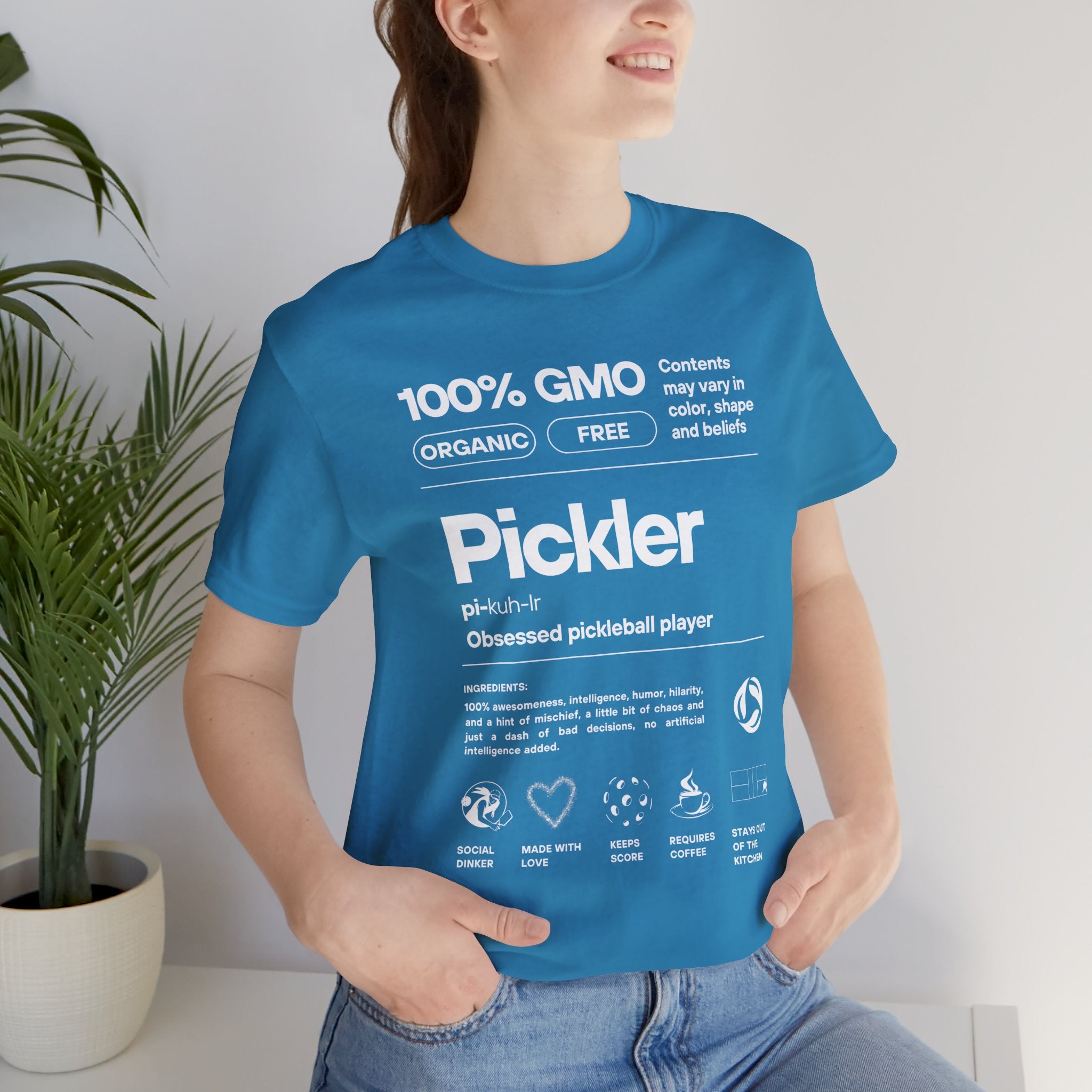 Women's Pickler Funny Definitions T-Shirt with white text, lightweight activewear perfect for pickleball enthusiasts.