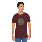 Printify pickleball word cloud T-shirt featuring a pickleball-shaped graphic with words like dink, pickler, and kitchen.