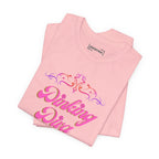 Pink Dinking Diva pickleball T-shirt with filigree design, athletic fit, casual style, by Printify.