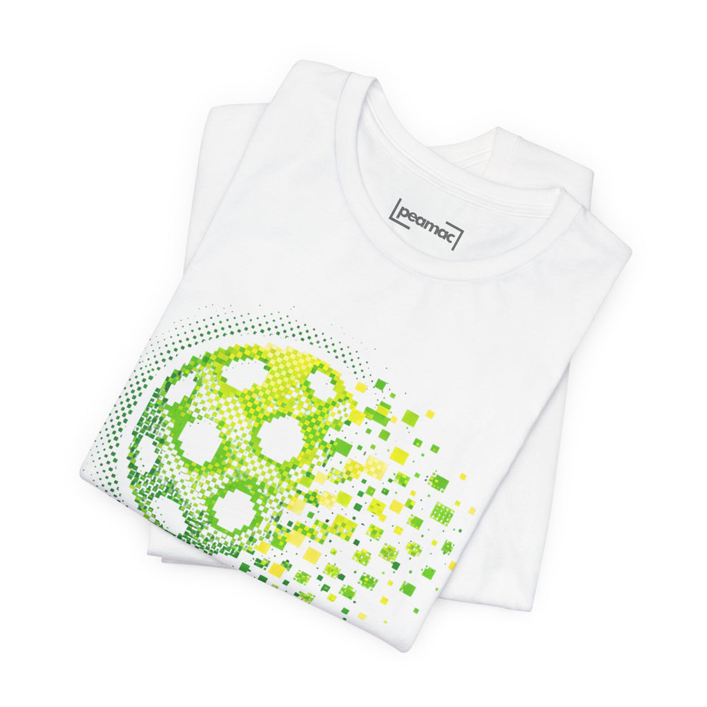 Green Matrix Burst Pickleball T-shirt with retro court graphic, casual men's tee by Printify.