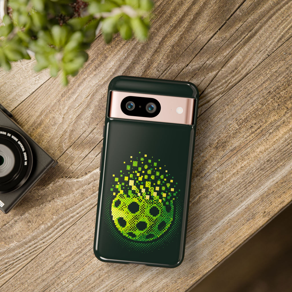 Pixelated Pickleball Electric Green Phone Case —  Compatible with iPhone, Samsung & Google Pixel-PeaMac Tees