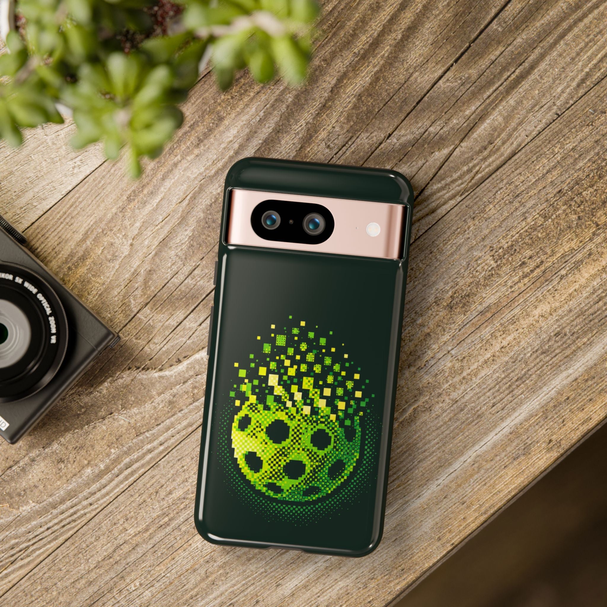 Pixelated Pickleball Electric Green Phone Case —  Compatible with iPhone, Samsung & Google Pixel-PeaMac Tees