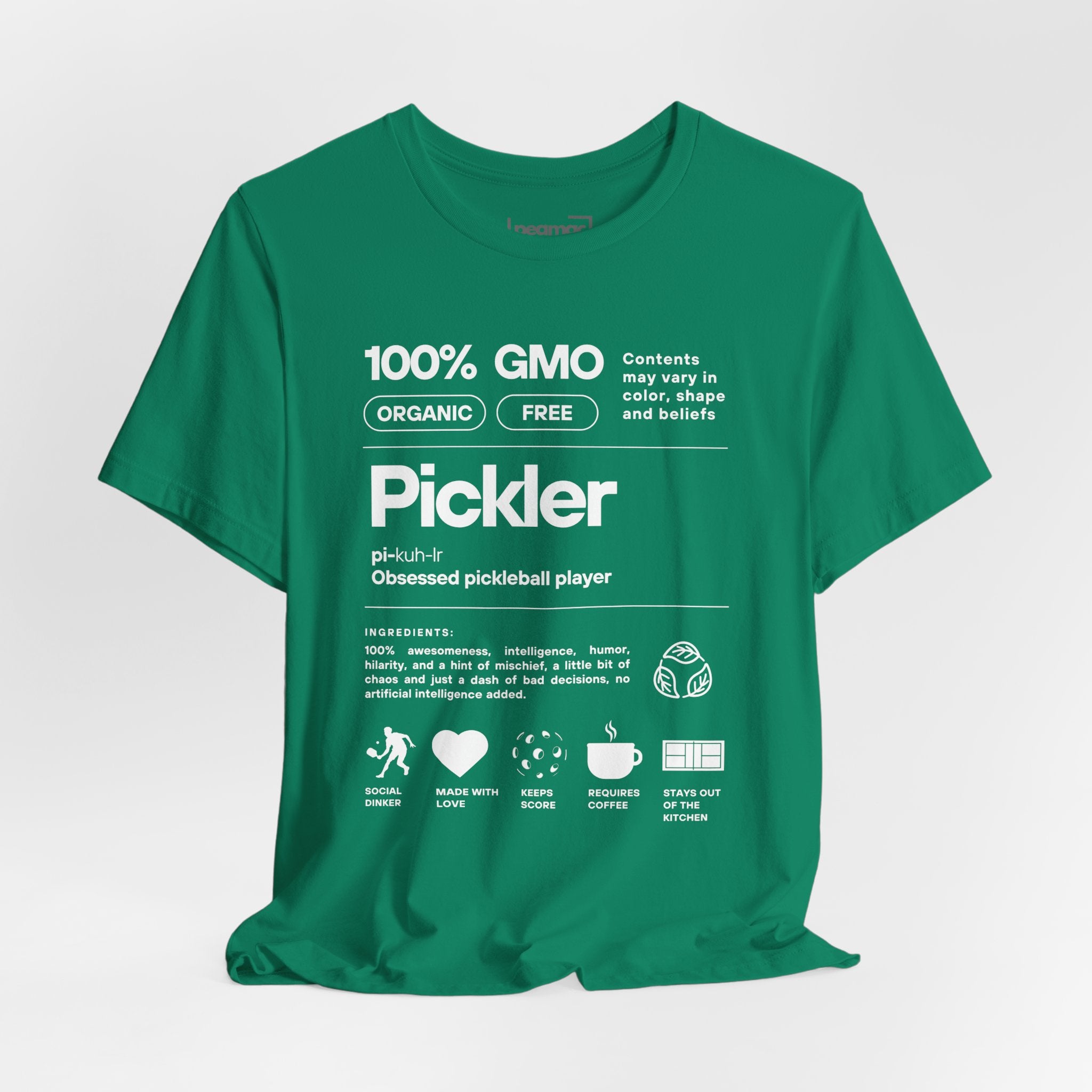 Men's Pickler Funny Definitions T-Shirt by Printify featuring white text, lightweight activewear perfect for pickleball enthusiasts.
