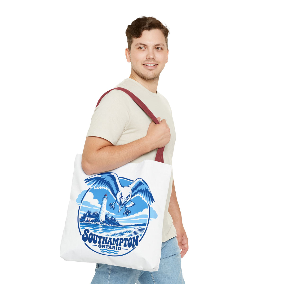 Southampton Ontario Seagull Tote Bag — Coastal Lighthouse Beach Market Tote