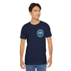 Personalized Pickleball T-shirt by Printify with custom name sleeve and club logo on the back, featuring a pickleball graphic in the center.