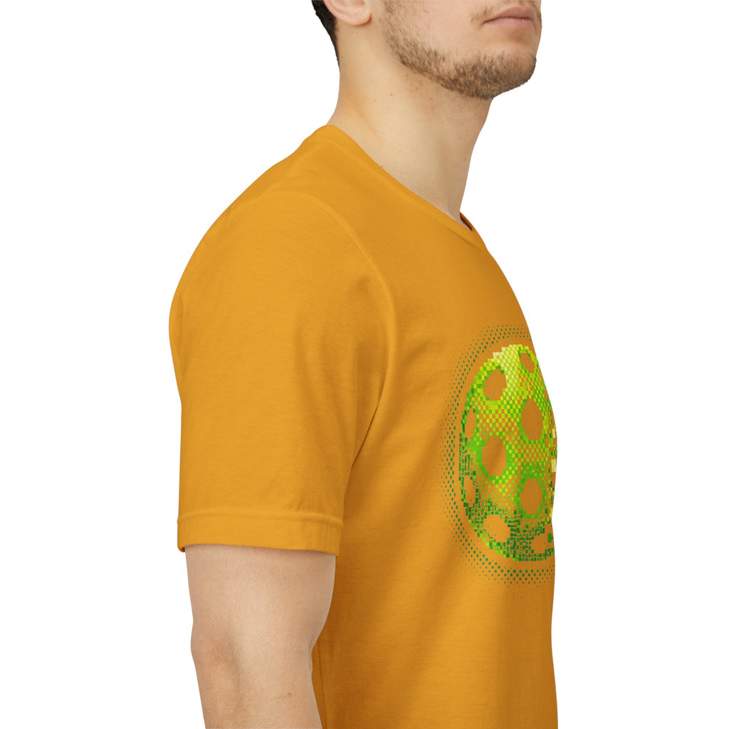 Green Matrix Burst Pickleball T-shirt with retro court graphic, Printify men's casual tee for sports and everyday wear.