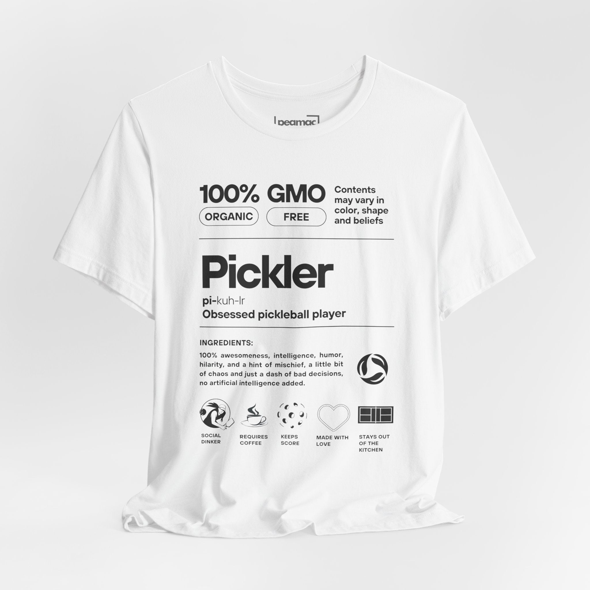 Women's Pickler Funny Definitions T-Shirt featuring black text, lightweight activewear, perfect for pickleball enthusiasts.