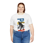 Women’s retro-inspired pickleball T-shirt with vertical 'PICKLEBALL' back print, made by Printify.