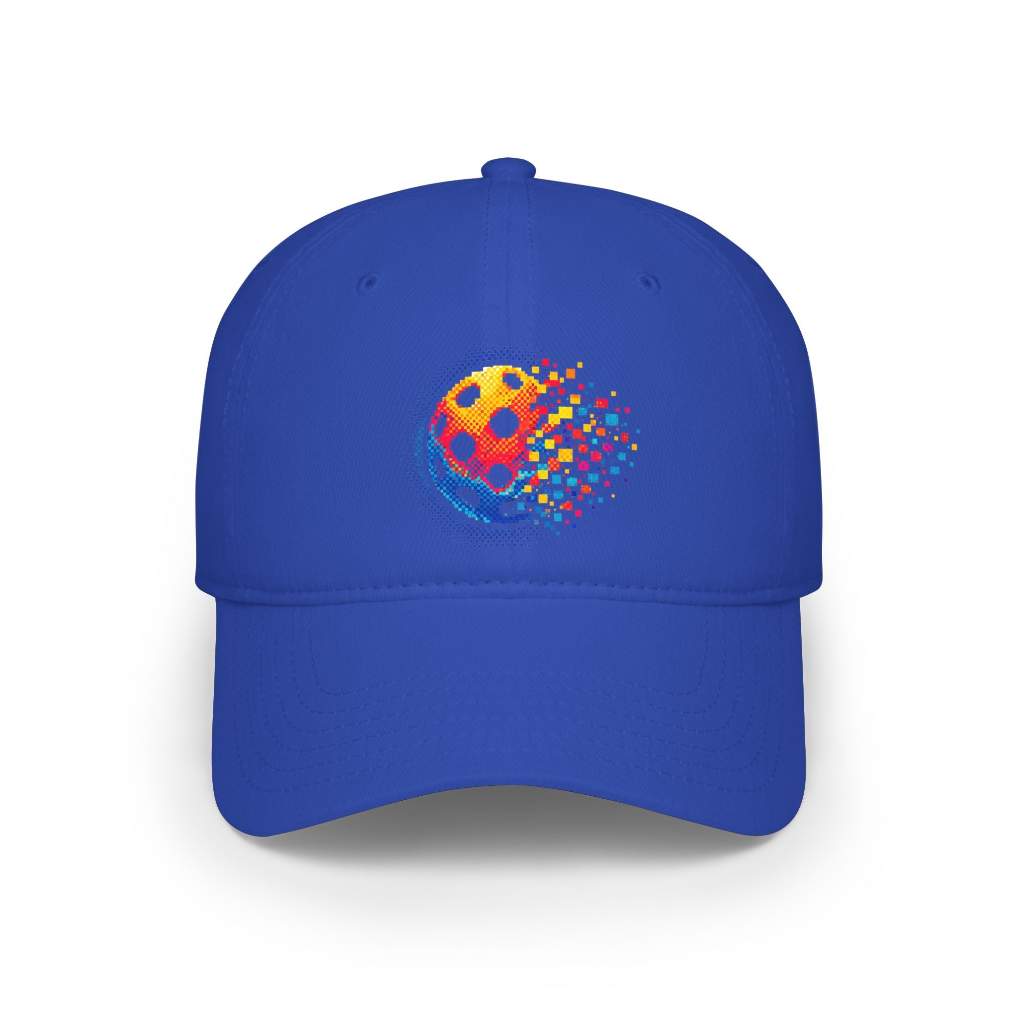 Matrix Burst pickleball cap by Printify, low profile cotton baseball hat with colorful burst design and curved brim.